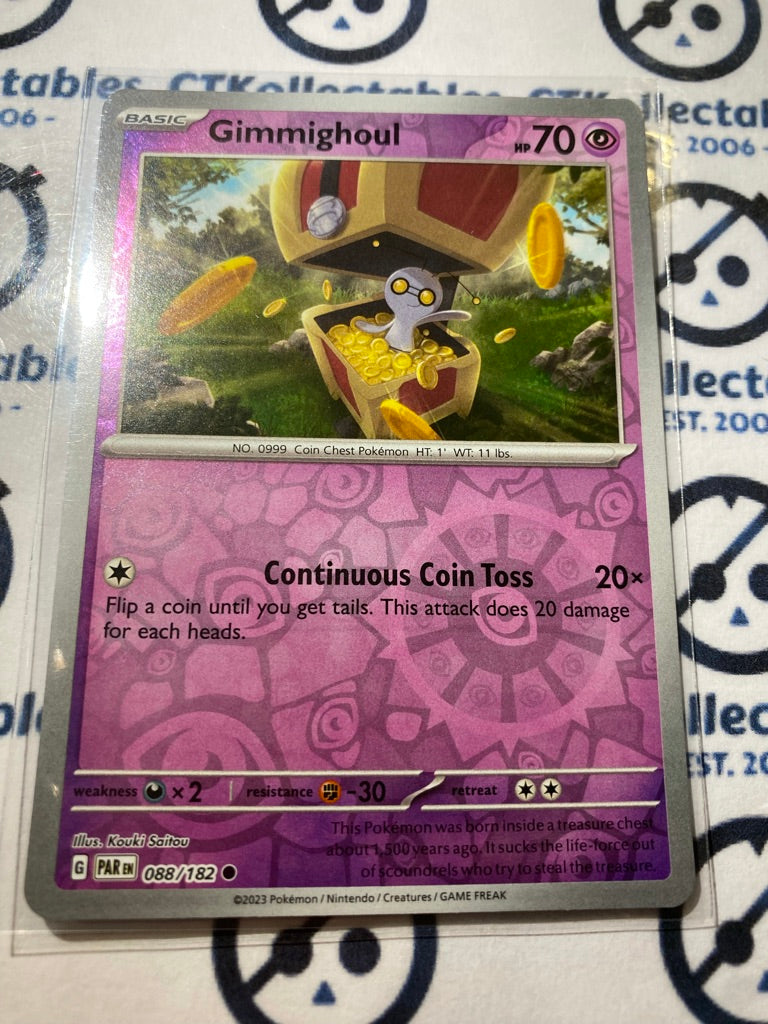 Gimmighoul Reverse Holo #088/182 2023 Scarlet & Violet Paradox Rift Pokémon