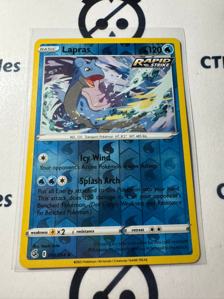 Lapras Reverse Holo #054/264 2021 Sword & Shield Fusion Strike Pokemon Card