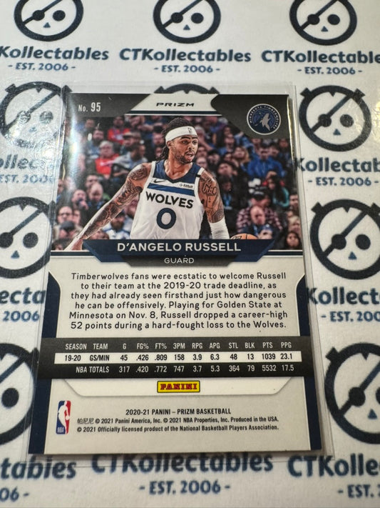 2020-21 NBA Panini Prizm D'Angelo Russell Silver Prizm #95 Timberwolves