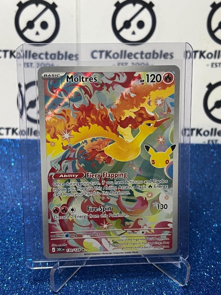 Moltres 130/128 Illustration Rare ENG 30th Anniversary Celebration Pokemon TCG