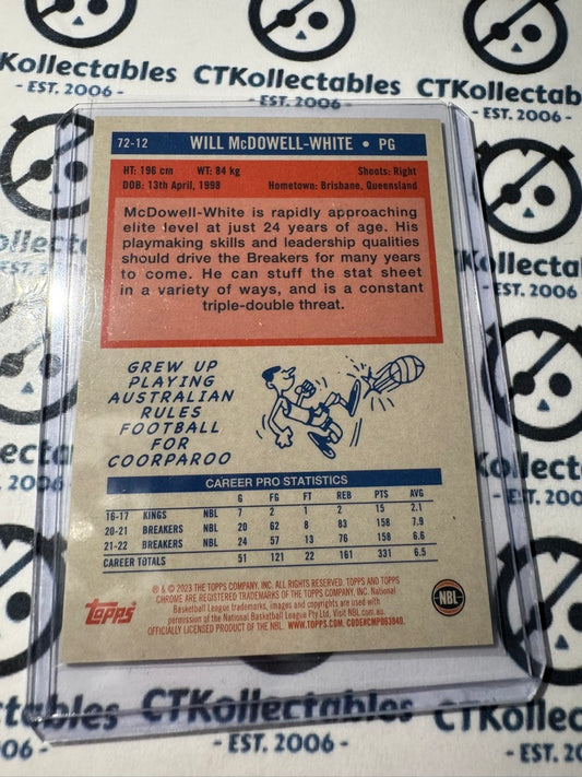 2022-23 Topps NBL Chrome Will McDowell-White Gold #40/50 #72-12 Breakers