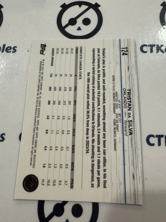 2024/25 Topps NBA Chrome Tristan Da Silva Rookie Base #124 Magic