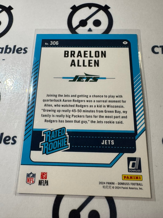 2024 NFL Panini Donruss Rated rookie #306 Braelon Allen Jets