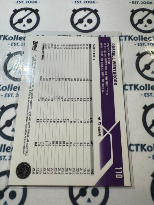 2023-24 NBA Topps Chrome Russell Westbrook Blue Basketball Refractor #110