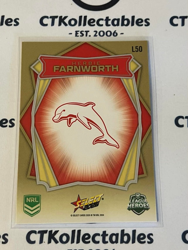 2026 Select NRL League Heroes Luminous Base #L50 Herbie Farnworth Dolphins