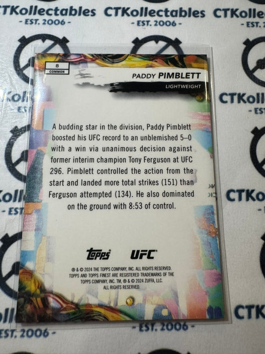 2024 UFC Topps Finest Paddy Pimblett Aqua Glitter Refractor #8 Lightweight