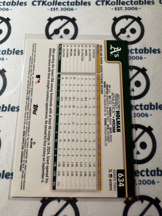 2025 Topps Series 2 Baseball Rookie Card #634 Grant Holman Athletics RC