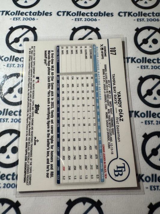 2024 Topps Chrome Baseball Yandy Diaz X-Fractor #107 Rays