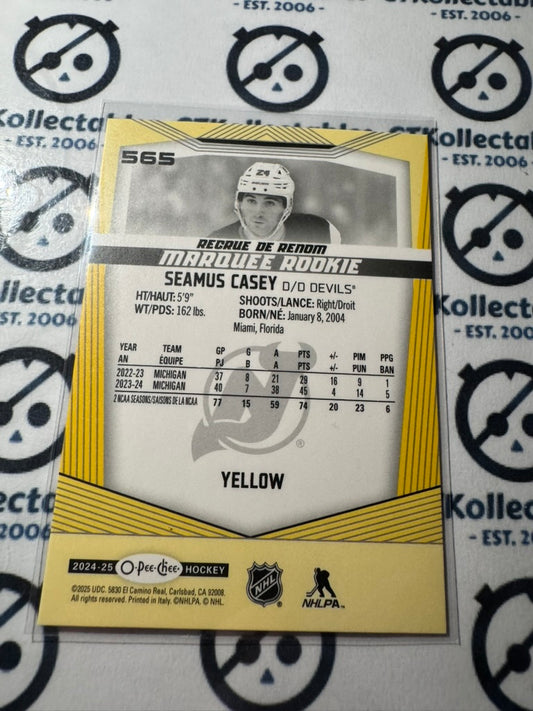 2024-25 O-Pee-Chee Hockey Marquee Rookie YELLOW #565 Seamus Casey Devils