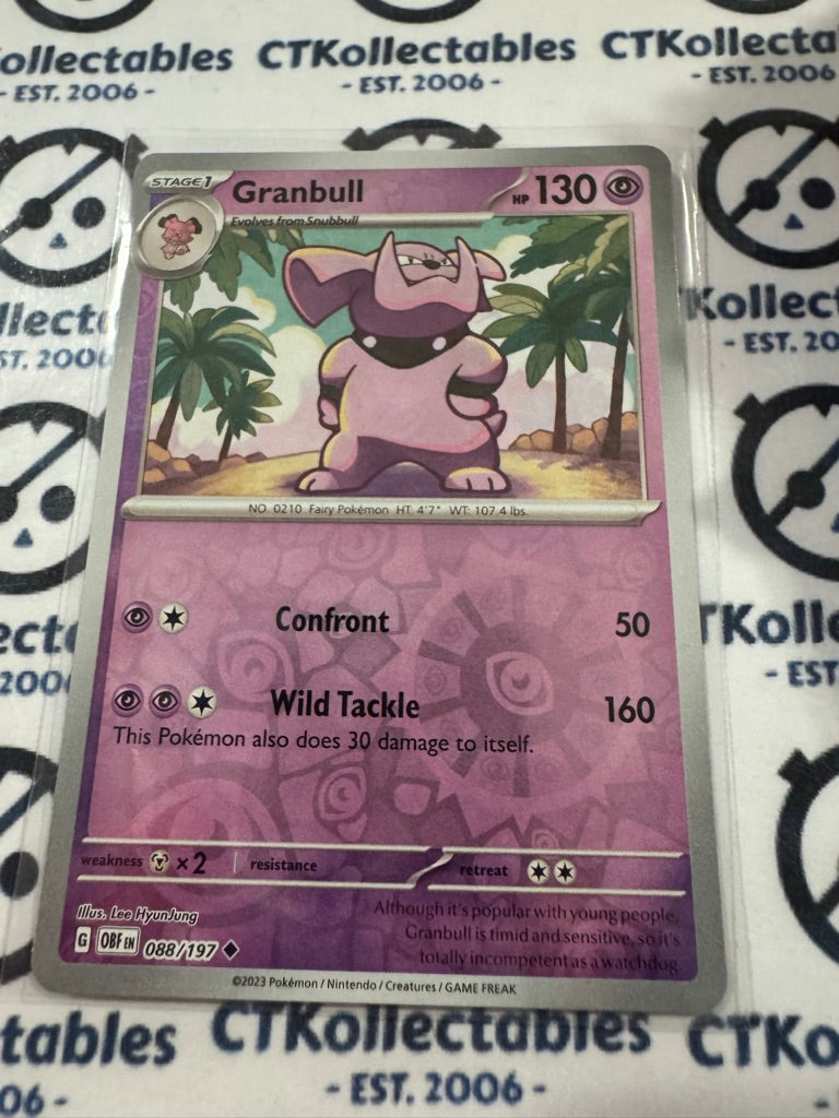 Granbull Reverse Holo #088/197 2023 Obsidian Flames Pokemon Card