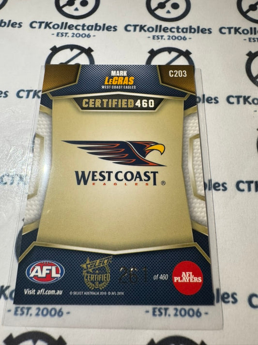 2016 AFL Select Certified Certified 460 Mark LeCras #261/460 #C203 Eagles