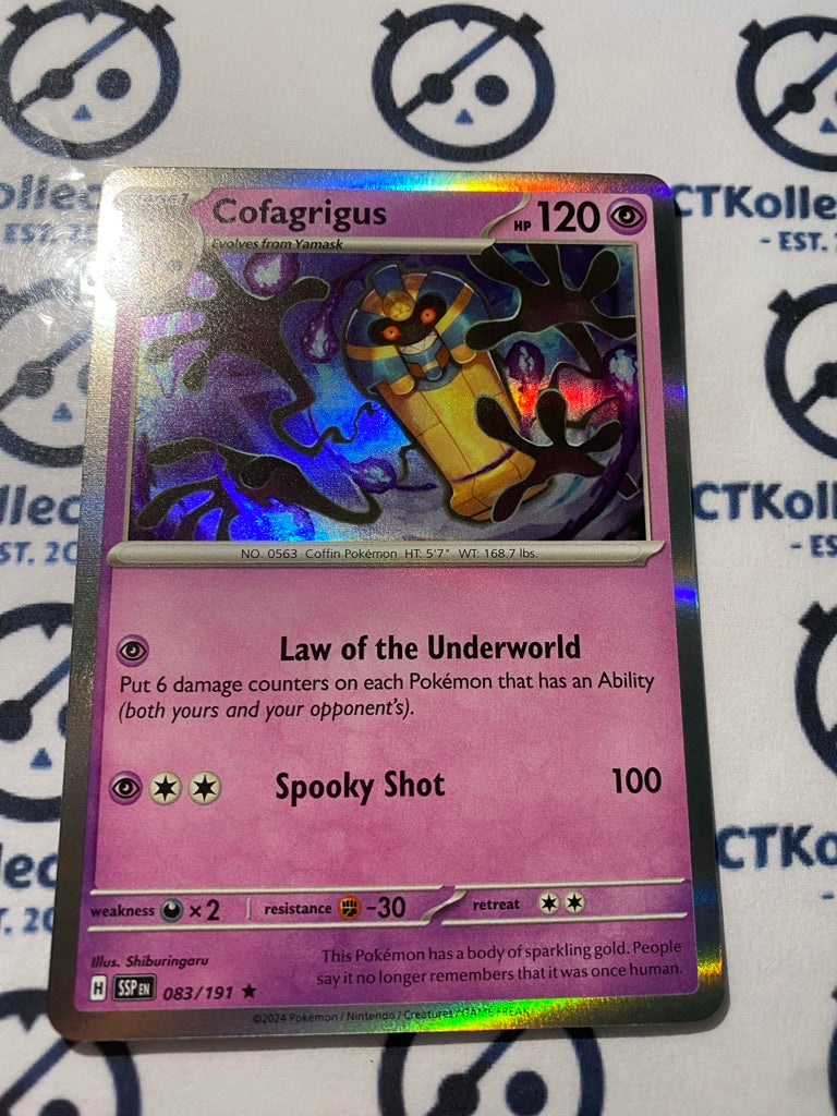 Cofagrigus Holo Rare #083/191 Surging Sparks Pokmon TCG 2024 CTKollectables Cofagrigus Holo Rare #083/191 Surging Sparks Pokmon TCG 2024 CTKollectables