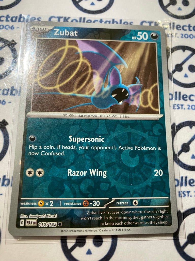 Zubat Reverse Holo #110/182 2023 Scarlet & Violet Paradox Rift Pokémon