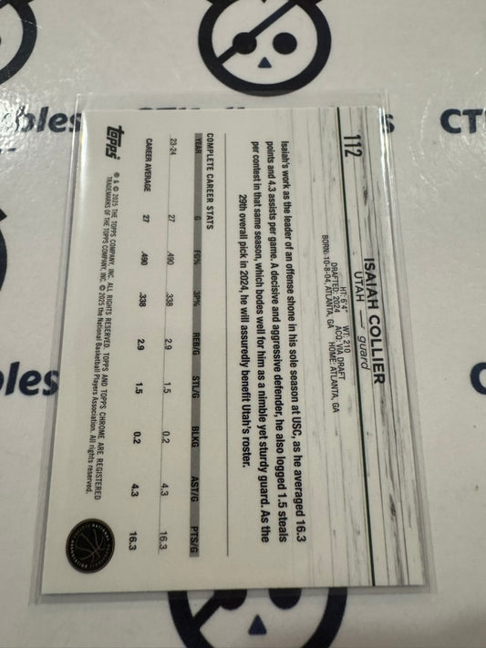 2024/25 Topps NBA Chrome Isaiah Collier Rookie Pink Refractor #112 Utah