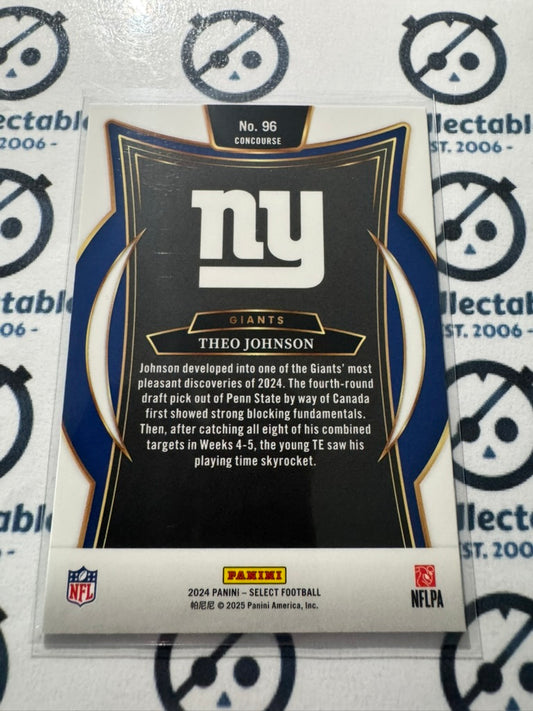 2024 NFL Select #96 Theo Johnson, New York Giants Rookie Concourse RC