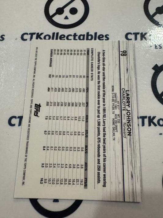 2024/25 Topps NBA Chrome Larry Johnson Pink Refractor #98 Hornets