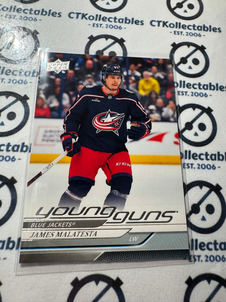 2024-25 Upper Deck Hockey Series 1 Young Guns James Malatesta #219 Blue Jackets