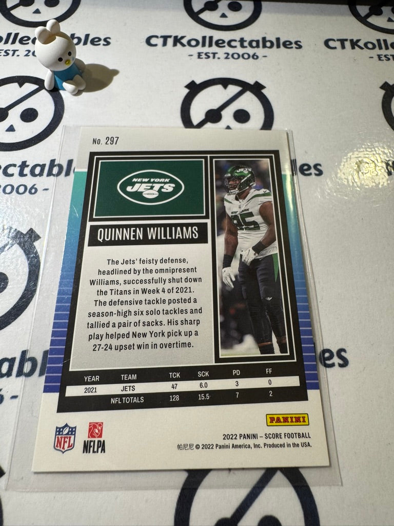 2022 PANINI NFL SCORE QUINNEN WILLIAMS GOLD #297 JETS