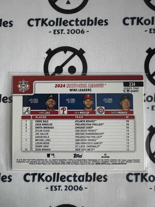 2025 Topps Series 1 Baseball Wins Leader Sale Wheeler Imanaga #234