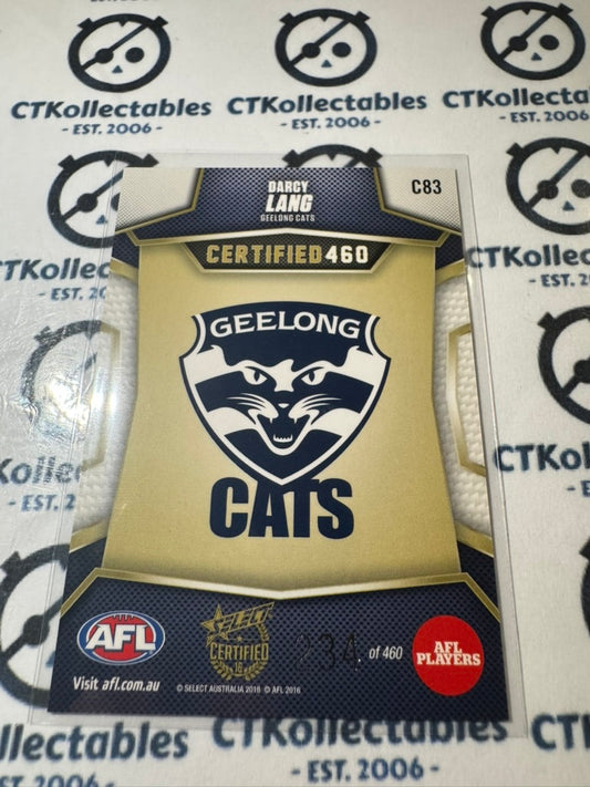 2016 AFL Select Certified Certified 460 Darcy Lang #234/460 #C83 Cats