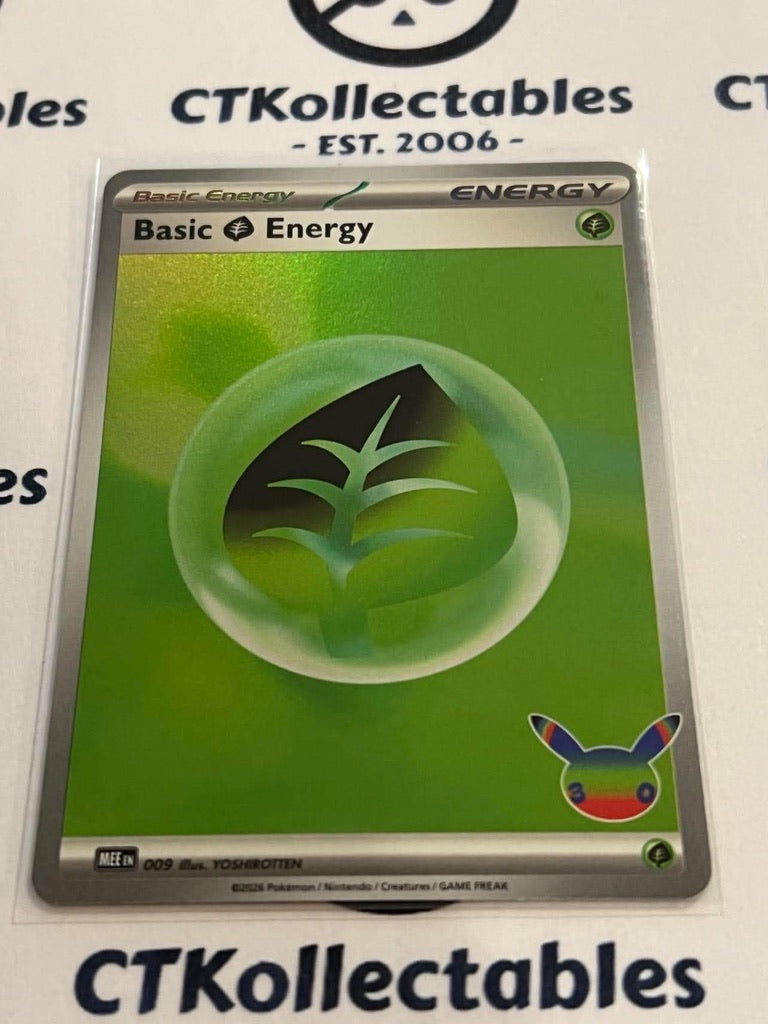 Basic Grass Energy 009 Holo Foil ENG 30th Anniversary Celebration Pokemon