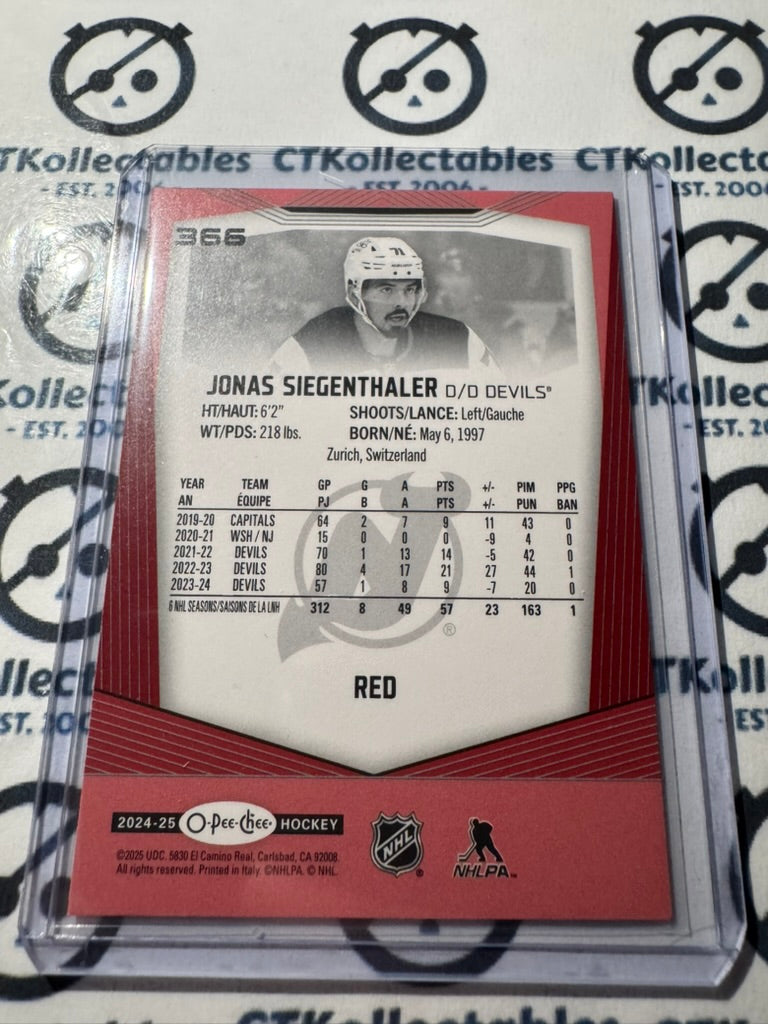 2024-25 O-Pee-Chee Hockey RED BORDER #366 Jonas Siegenthaler New Jersey Devils