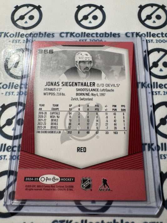2024-25 O-Pee-Chee Hockey RED BORDER #366 Jonas Siegenthaler New Jersey Devils