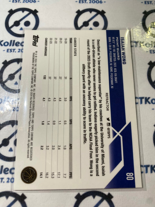 2023/24 Topps NBA Chrome Isaiah Wong Rookie RC Silver Refractor #80 Pacers