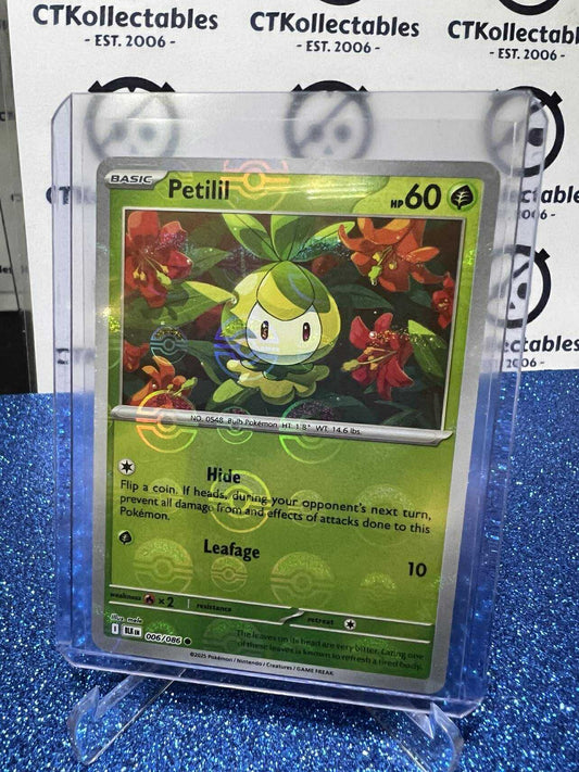 PETILIL POKE BALL REVERSE HOLO SCARLET & VIOLET BLACK BOLT #006/086 POKEMON