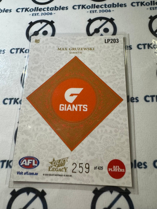 2023 AFL Legacy Max Gruzewski LP203 Legacy Plus #259/425 GWS