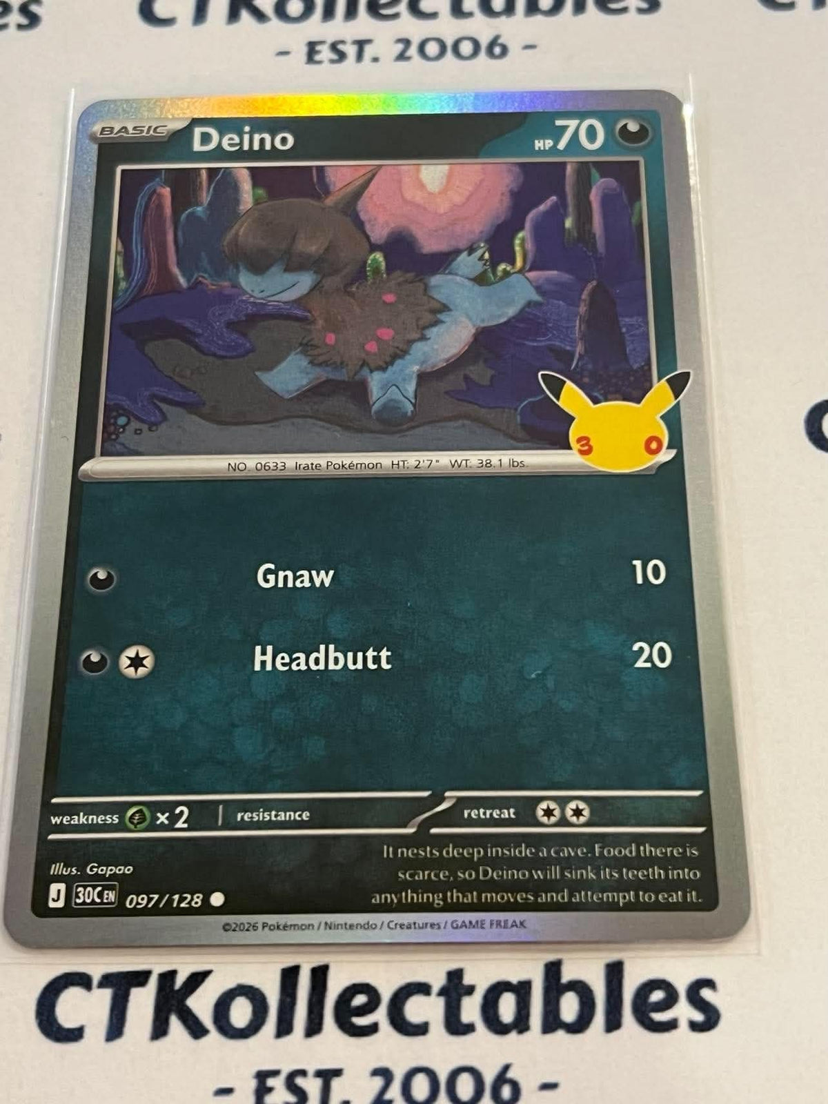 Deino 097/128 Holo Foil ENG 30th Anniversary Celebration Pokemon TCG
