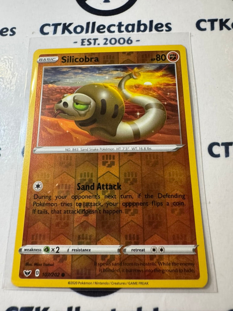 Silicobra #107/202 Reverse Holo -Sword & Shield Pokemon Card