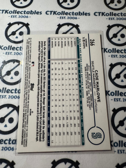 2024 Topps Chrome Baseball Cade Marlowe rookie card RC #266 Mariners