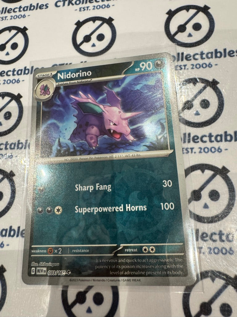 Nidorino Reverse Holo #033/165 Scarlet & Violet 151 Pokemon Card