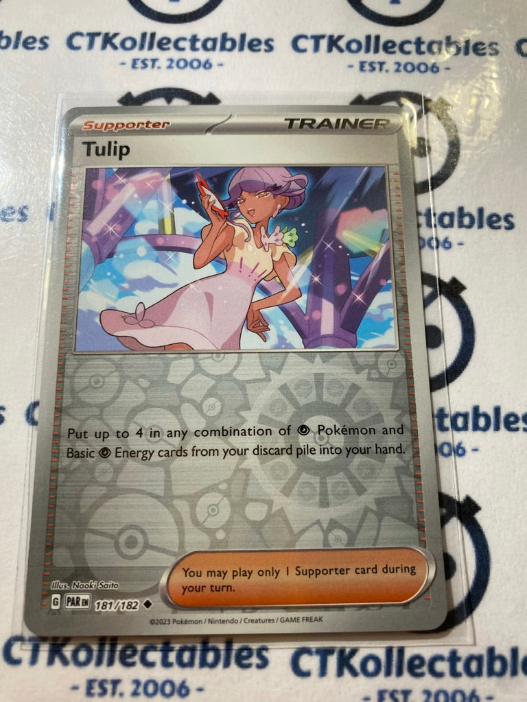 Tulip Trainer Reverse Holo #181/182 2023 Paradox Rift Pokmon CTKollectables Tulip Trainer Reverse Holo #181/182 2023 Paradox Rift Pokmon CTKollectables
