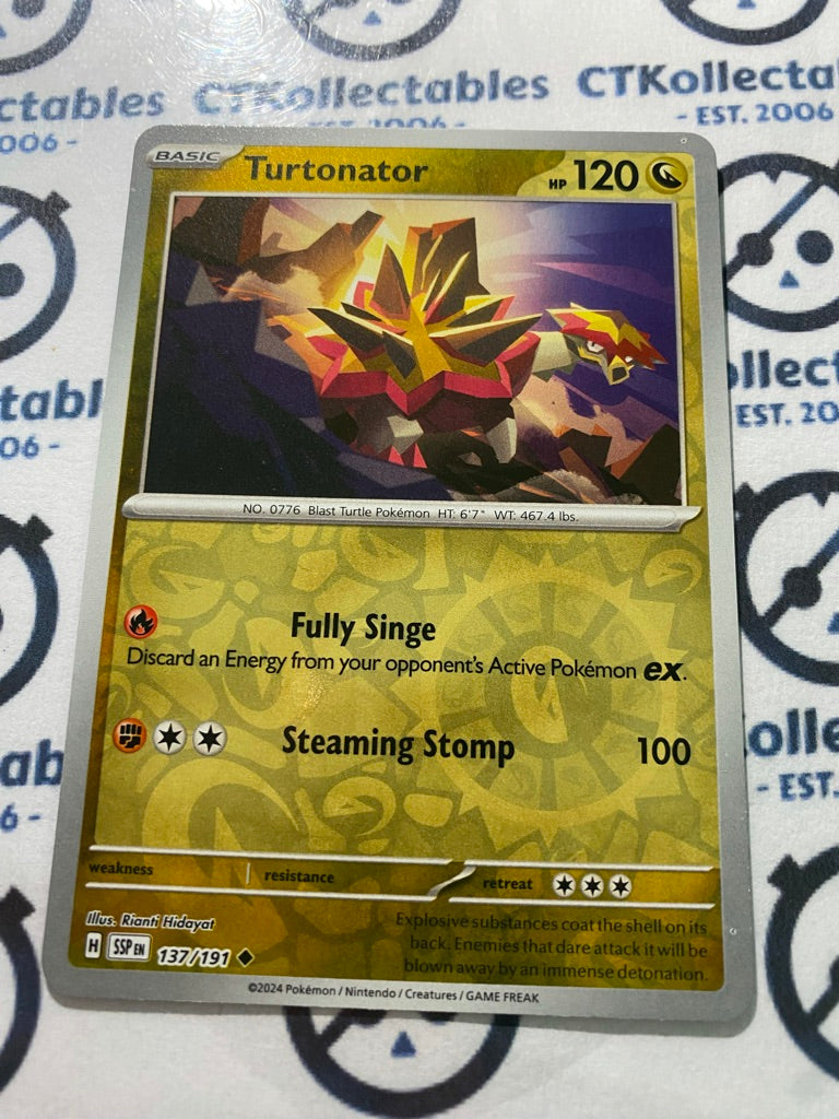 Turtonator Reverse Holo #137/191 Surging Sparks Pokémon TCG 2024
