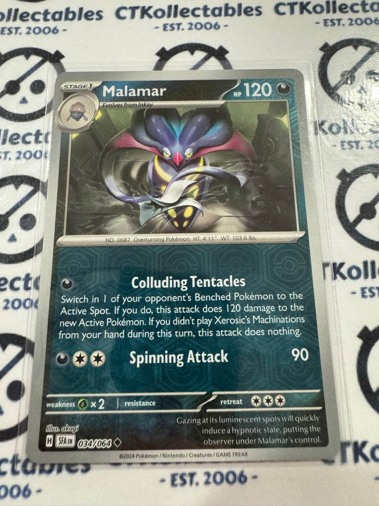 Malamar Reverse Holo #034/064 2024 Shrouded Fable Pokemon TCG