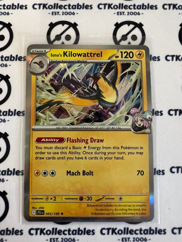 Iono's Killowattrel Holo Rare #055/159 Journey Together Pokemon Card TCG