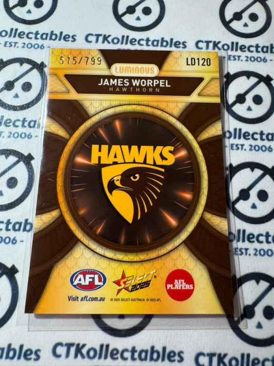 2025 AFL Footy Stars Luminous James Worpel #LD120 Dragon Scales #515/799 Hawks