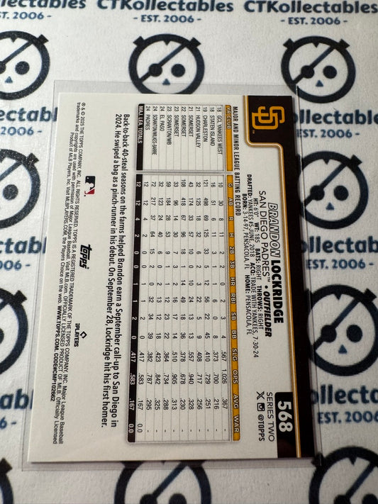 2025 Topps Series 2 Baseball Rookie Card #568 Brandon Lockridge San Diego Padres