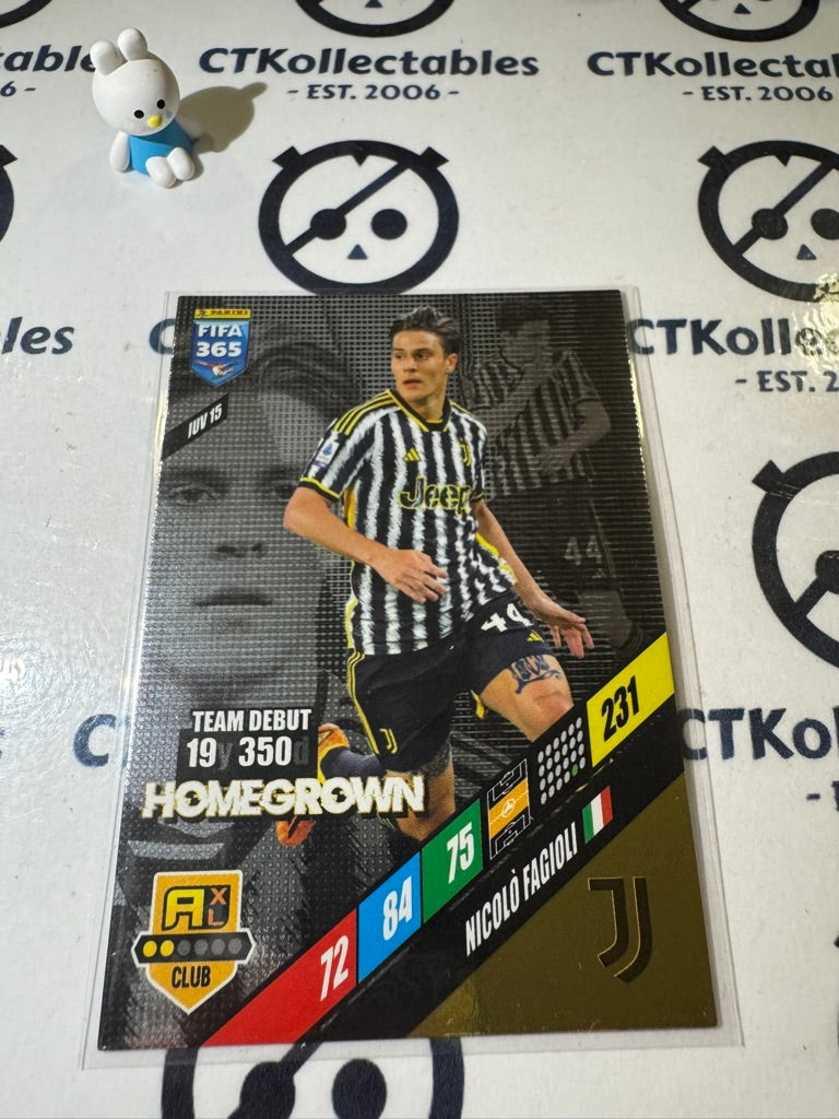 2024 PANINI ADRENALIN XL FIFA 365 NICOLO FAGIOLI HOMEGROWN #JUV 15 SOCCER CARD