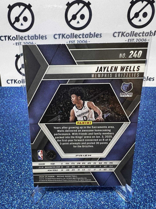 2024-25 Panini Mosaic Green Prizm #240 Jaylen Wells Memphis Grizzlies