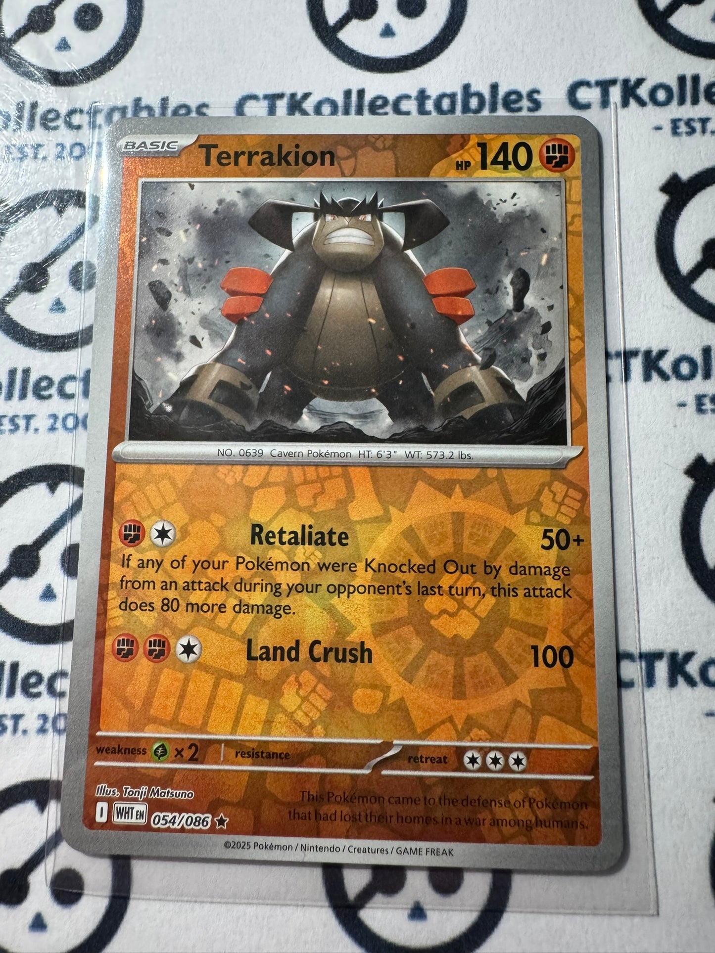 Terrakion Reverse Holo Scarlet & Violet White Flare #054/086 Pokemon