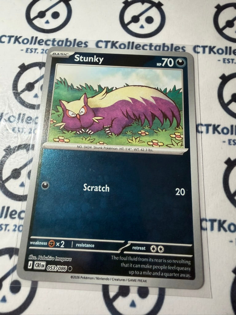 Stunky Reverse Holo Mega Evolution Chaos Rising #053/086 Pokemon