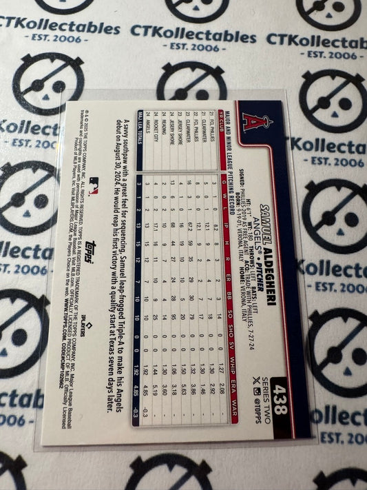 2025 Topps Series 2 Baseball #438 Samuel Aldegheri Rookie Angels RC