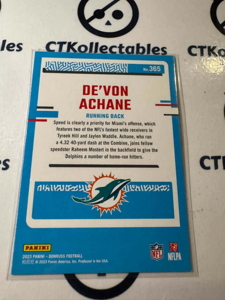 2023 NFL Panini Donruss Rated Rookie #365 De’Von Achane Miami Dolphins