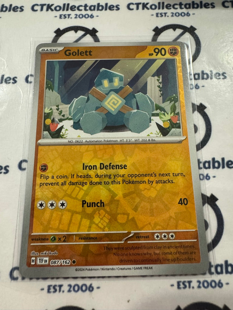 Golett Reverse Holo Scarlet & Violet Temporal Forces # 087/162 Pokemon
