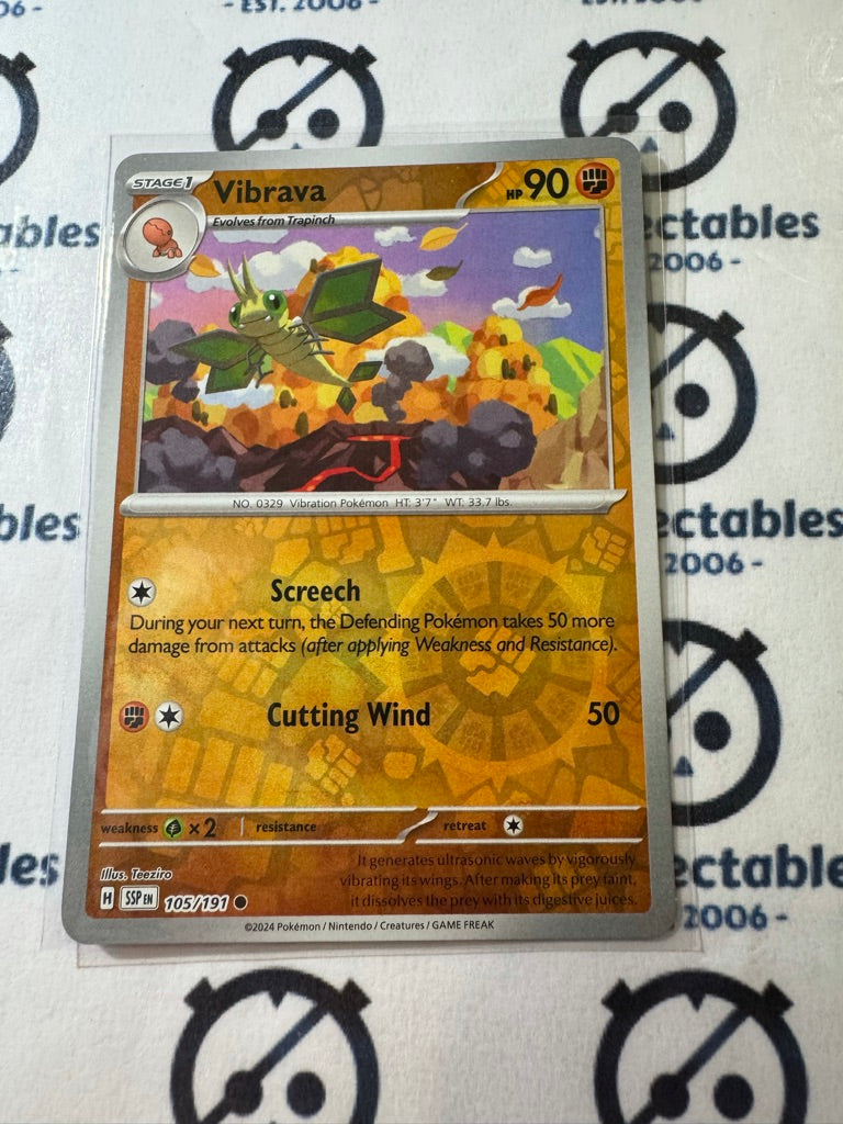 Vibrava Reverse Holo #105/191 Surging Sparks Pokémon TCG 2024