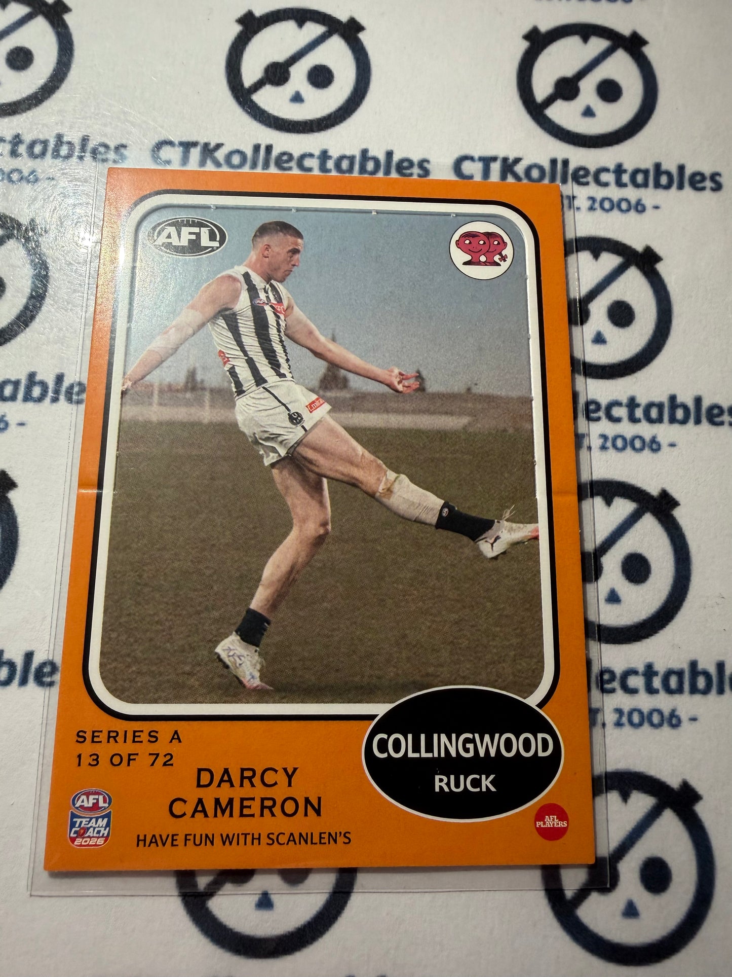 2026 Teamcoach AFL Scanlens Die-Cut Darcy Cameron 13 of 72 Magpies