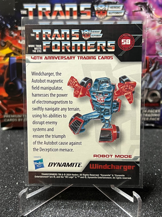 2024 TRANSFORMERS 40th ANNIVERSARY WINDCHARGER # 58 FOIL TRADING CARD